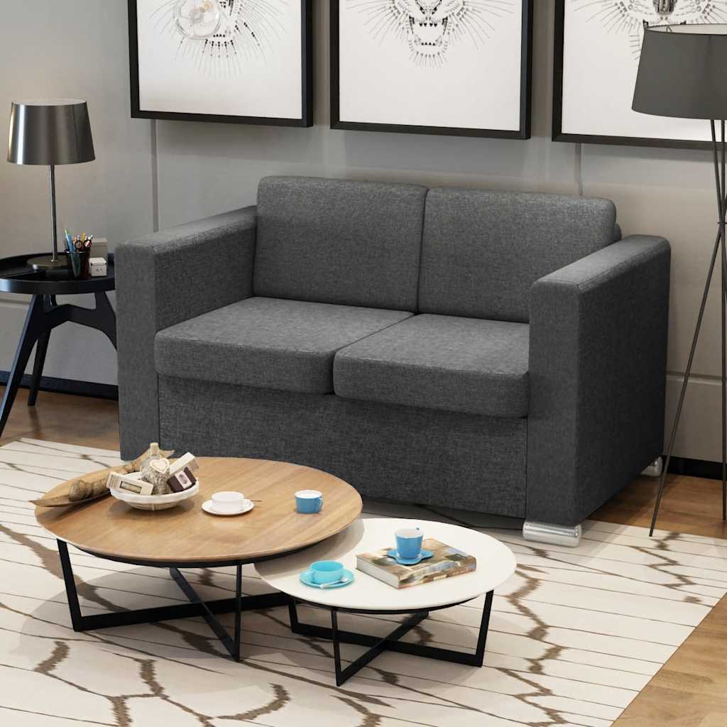 vidaXL Sofa 2-Sitzer Stoff Dunkelgrau