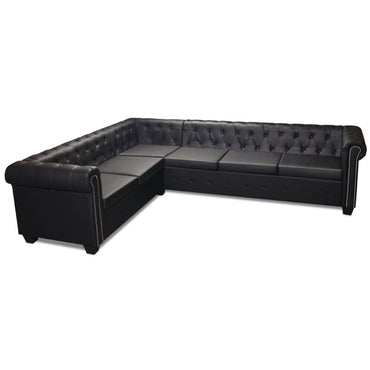 vidaXL Chesterfield-Ecksofa 6-Sitzer Kunstleder Schwarz