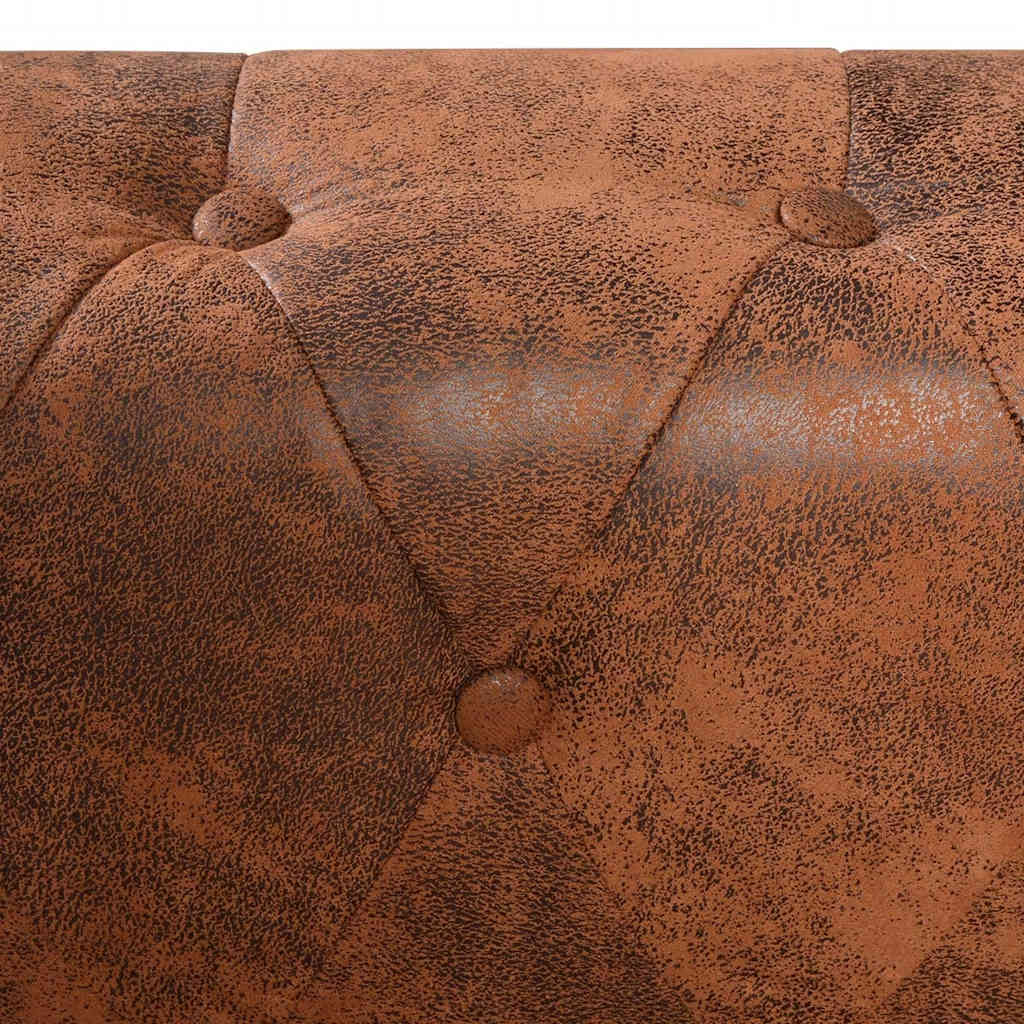 vidaXL Chesterfield-Ecksofa 6-Sitzer Kunstleder Braun