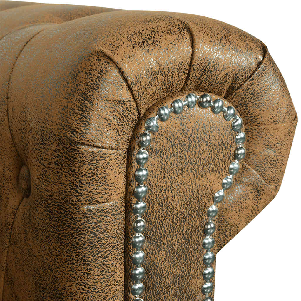 vidaXL Chesterfield-Sofa 2-Sitzer Kunstleder Braun