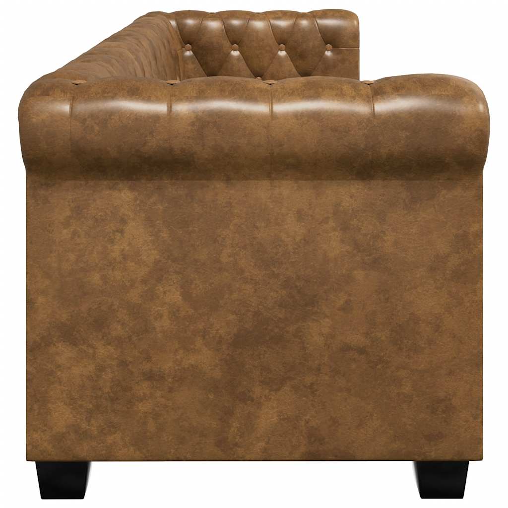 vidaXL Chesterfield-Sofa 3-Sitzer Kunstleder Braun