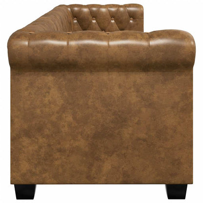 vidaXL Chesterfield-Sofa 3-Sitzer Kunstleder Braun