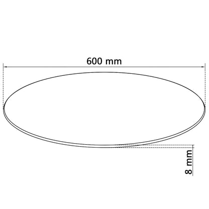 vidaXL Tischplatte aus gehärtetem Glas rund 600 mm
