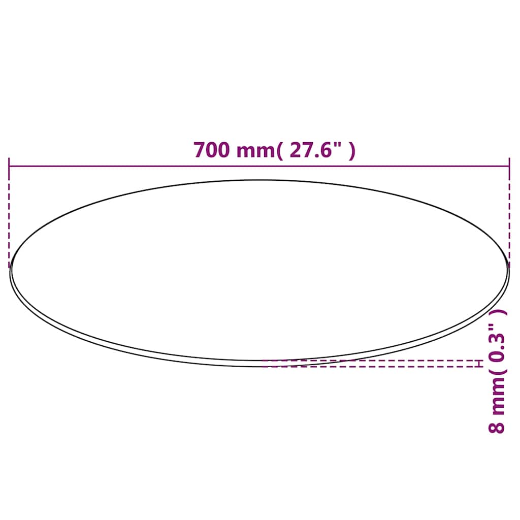 vidaXL Plateau de table en verre trempé rond 700 mm