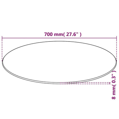 vidaXL Plateau de table en verre trempé rond 700 mm
