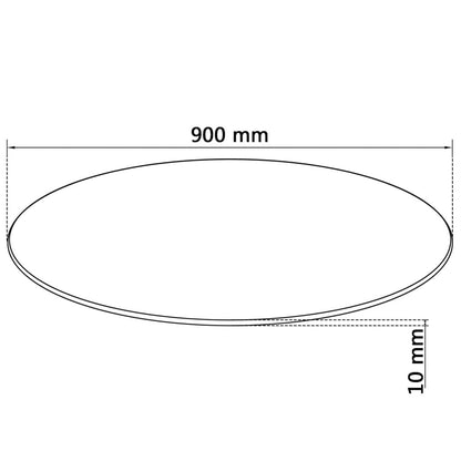 vidaXL Plateau de table en verre trempé rond 900 mm