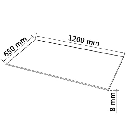 vidaXL Plateau de table en verre trempé rectangulaire 1200x650 mm
