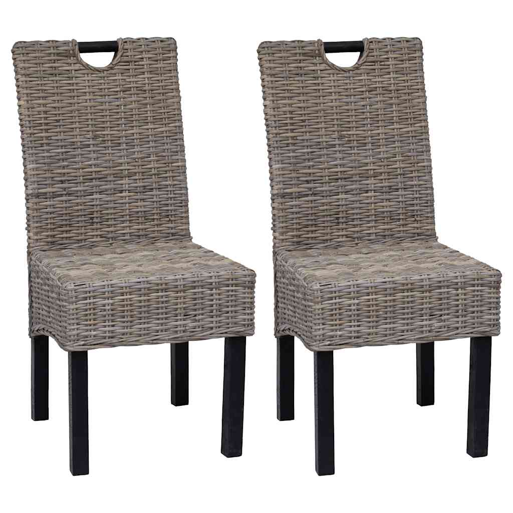 vidaXL Esszimmerstuhl 2 Stk. Kubu-Rattan Mangoholz