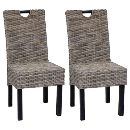 vidaXL Esszimmerstuhl 2 Stk. Kubu-Rattan Mangoholz
