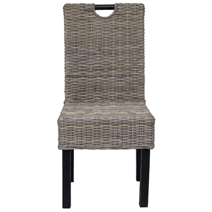 vidaXL Esszimmerstuhl 2 Stk. Kubu-Rattan Mangoholz