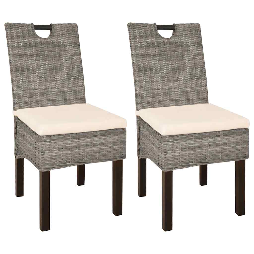 vidaXL Esszimmerstuhl 2 Stk. Kubu-Rattan Mangoholz