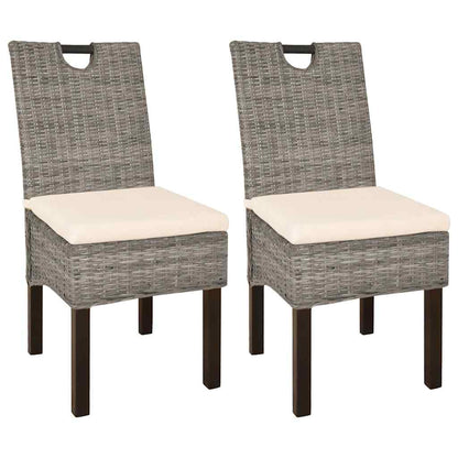 vidaXL Esszimmerstuhl 2 Stk. Kubu-Rattan Mangoholz