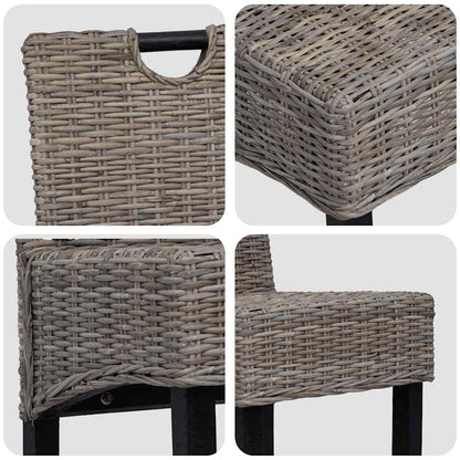 vidaXL Esszimmerstuhl 2 Stk. Kubu-Rattan Mangoholz