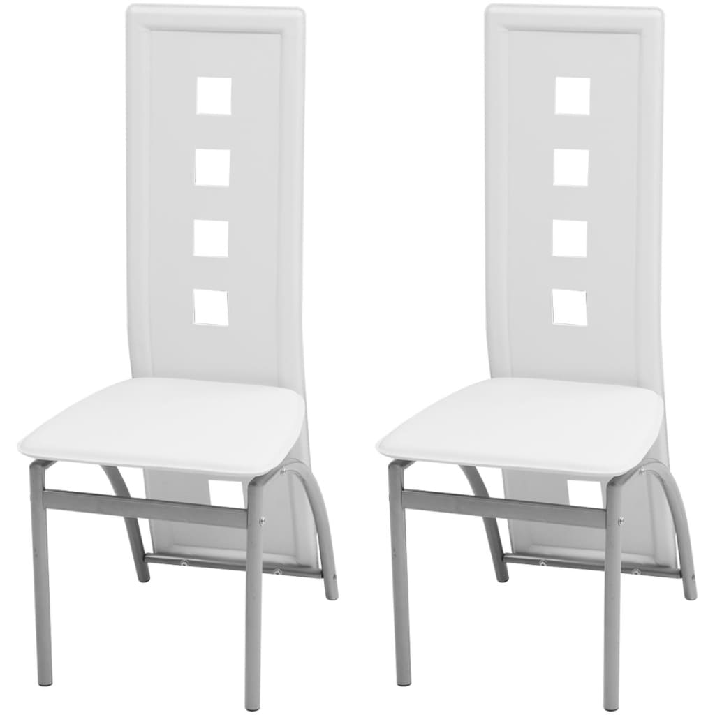 vidaXL Esszimmerstühle 2 Stk. Weiß Kunstleder
