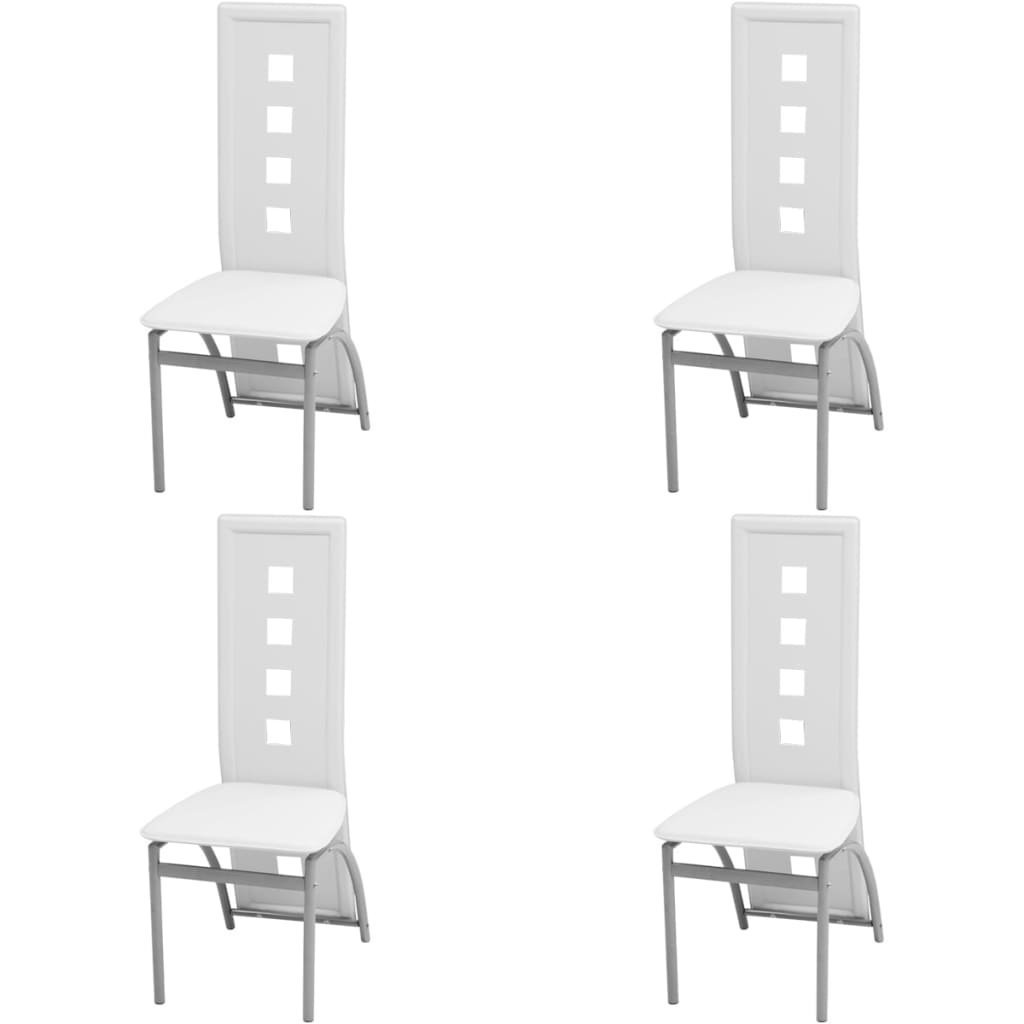 vidaXL Esszimmerstühle 4 Stk. Weiß Kunstleder