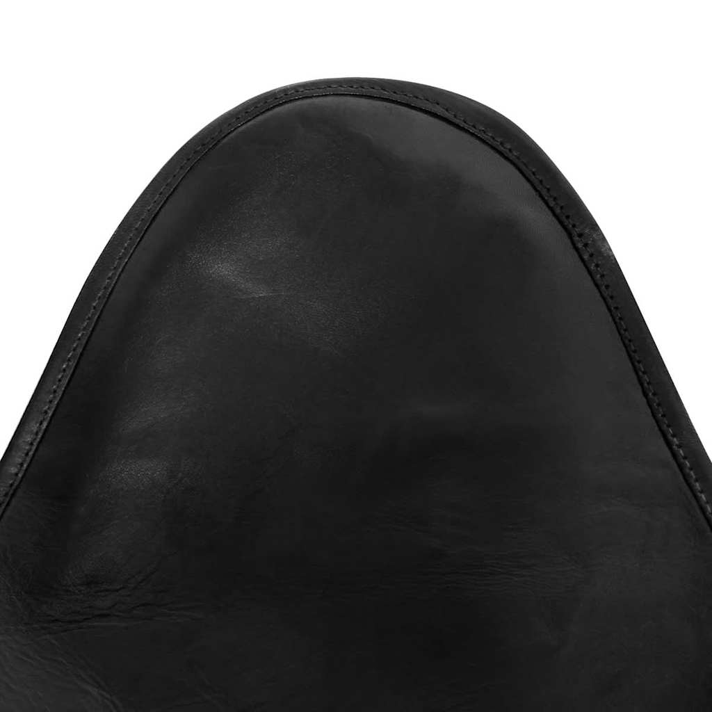 vidaXL Butterfly-Sessel Schwarz Echtleder