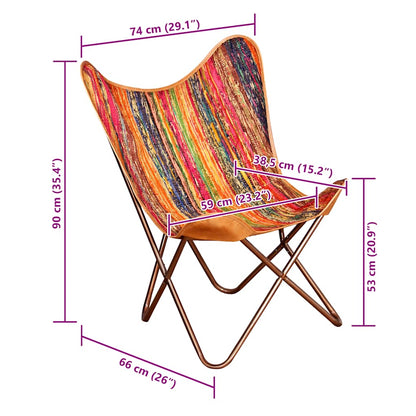 vidaXL Butterfly-Sessel Mehrfarbig Chindi-Stoff