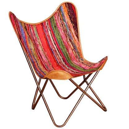 vidaXL Butterfly-Sessel Mehrfarbig Chindi-Stoff