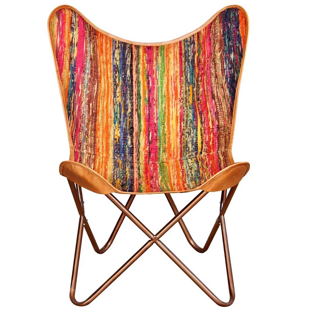 vidaXL Butterfly-Sessel Mehrfarbig Chindi-Stoff