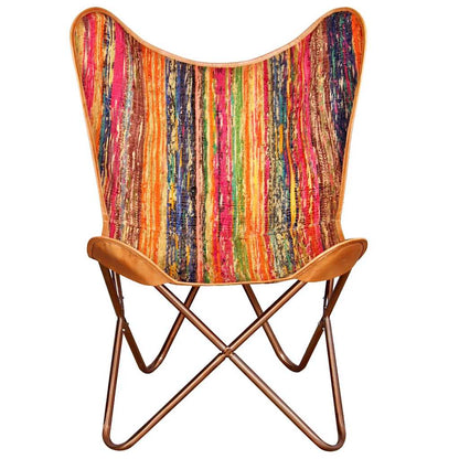 vidaXL Butterfly-Sessel Mehrfarbig Chindi-Stoff