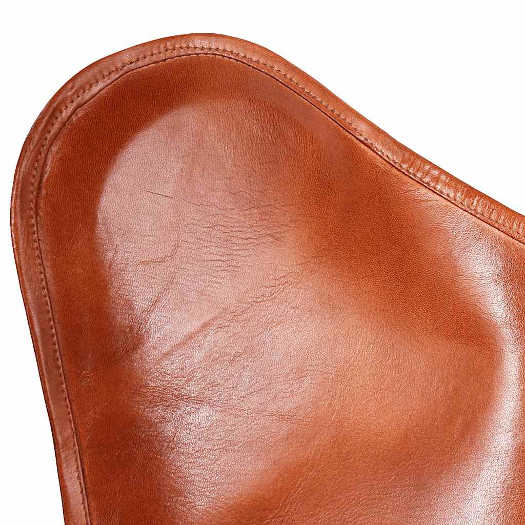 vidaXL Butterfly-Sessel Braun Echtleder