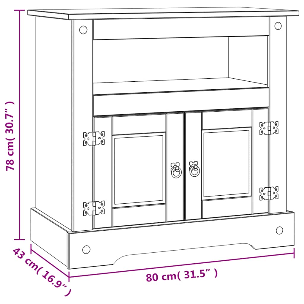 vidaXL TV-Schrank im Mexiko-Stil Kiefer Massiv Corona 80 x 43 x 78 cm