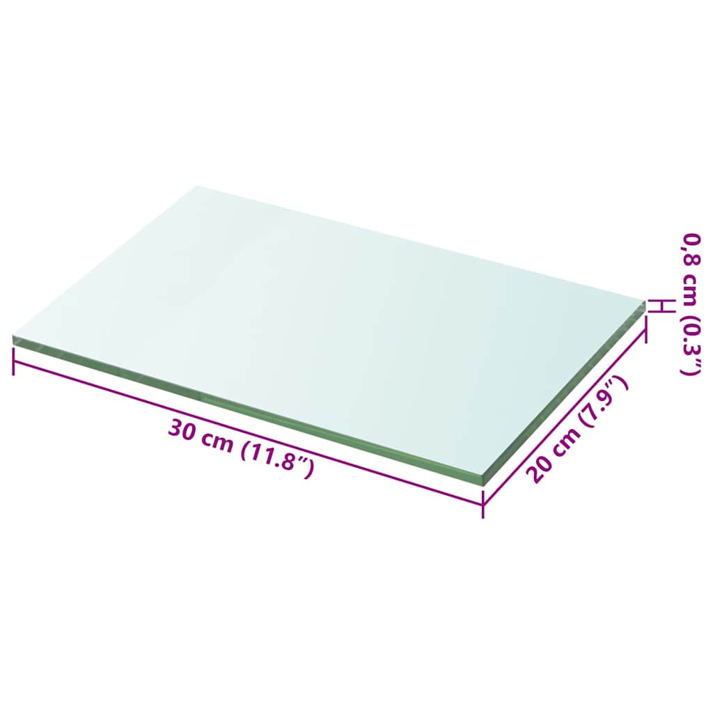 vidaXL Regalboden Glas Transparent 20x30 cm
