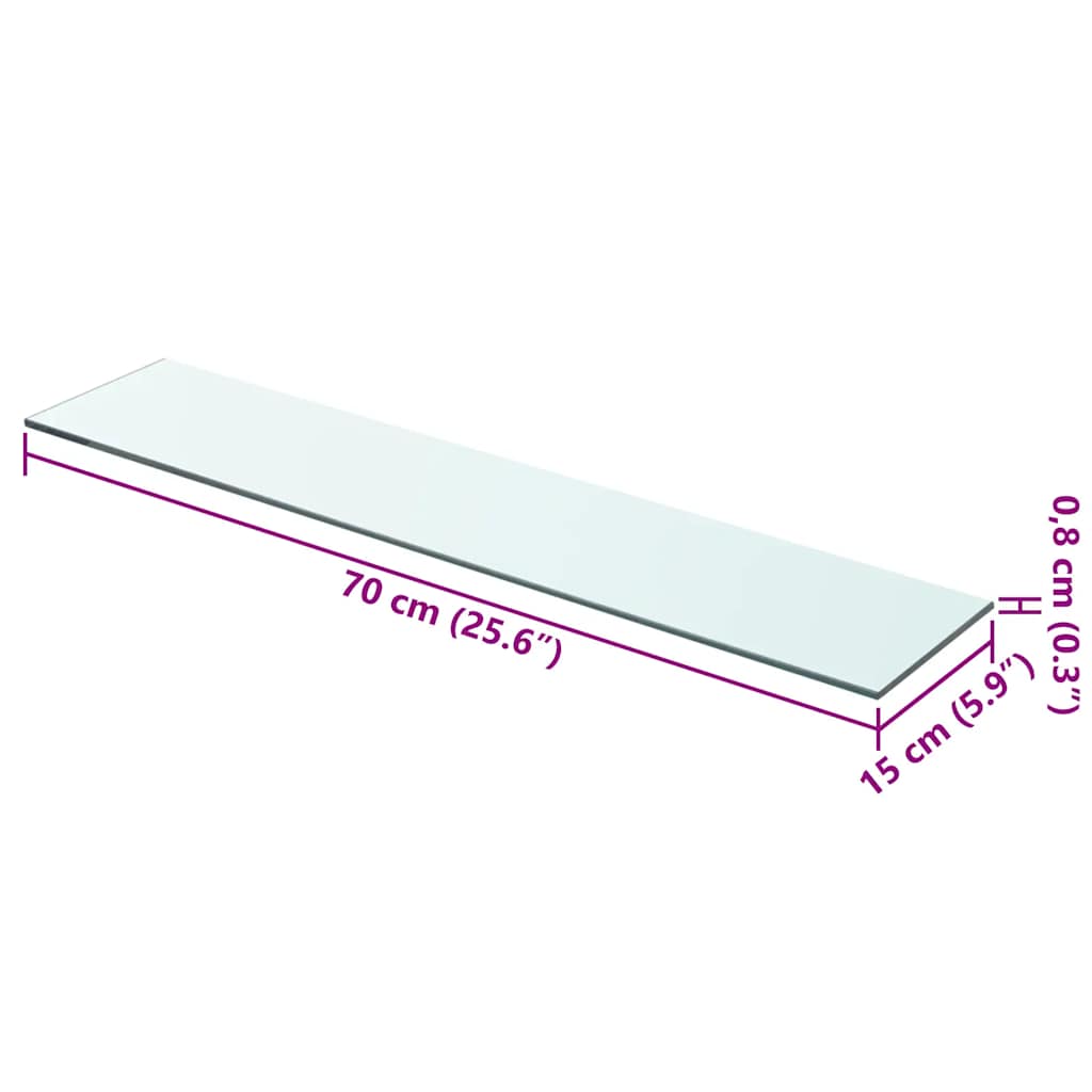 vidaXL Étagère en verre transparent 70x15 cm