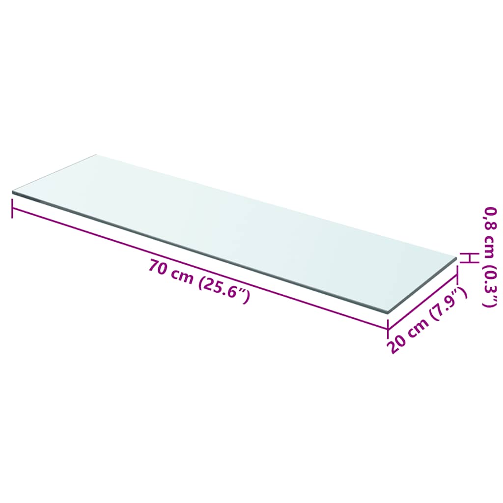 vidaXL Étagère en Verre Transparent 70 cm x 20 cm