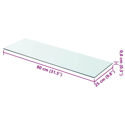 vidaXL Regalboden Glas Transparent 80 cm x 25 cm