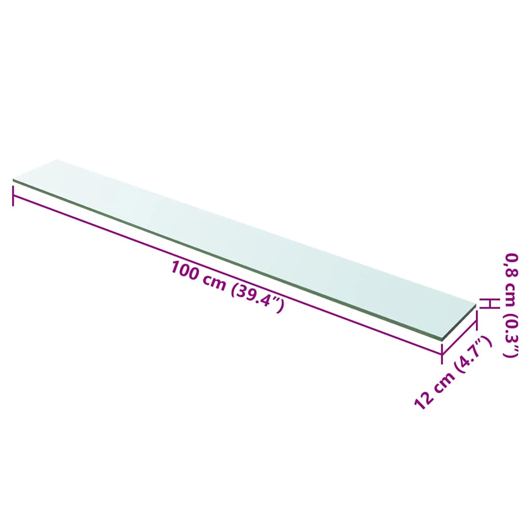 vidaXL Regalboden Glas Transparent 100x12 cm