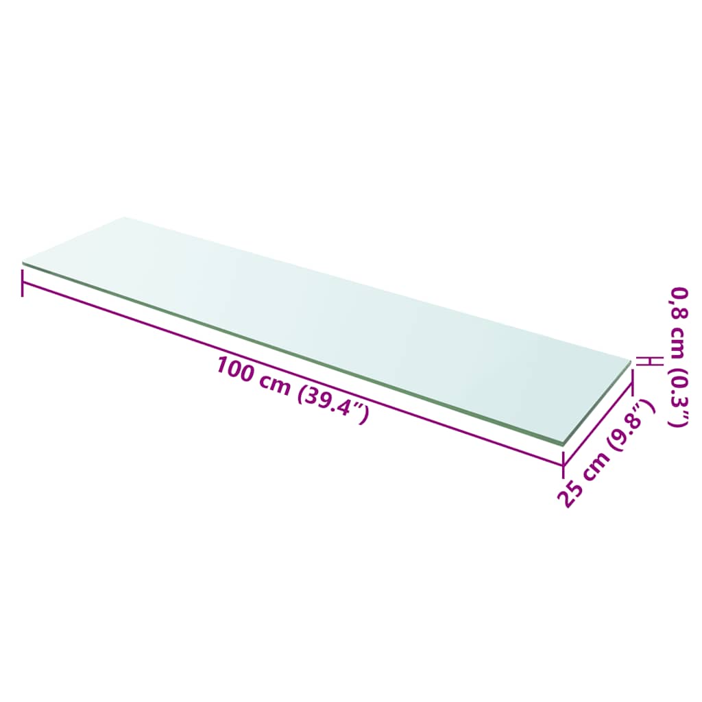 vidaXL Regalboden Glas Transparent 100x25 cm