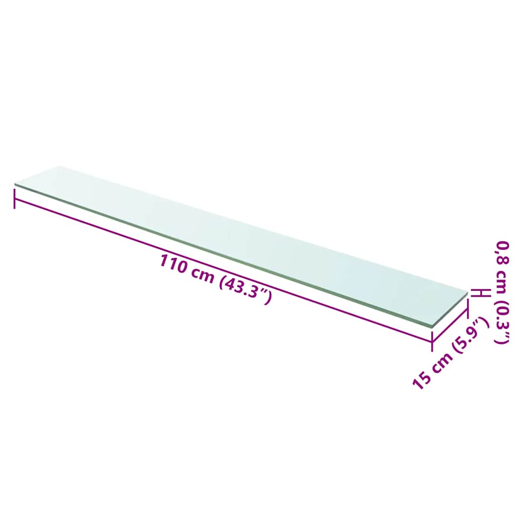 vidaXL Étagère Verre Transparent 110x15 cm