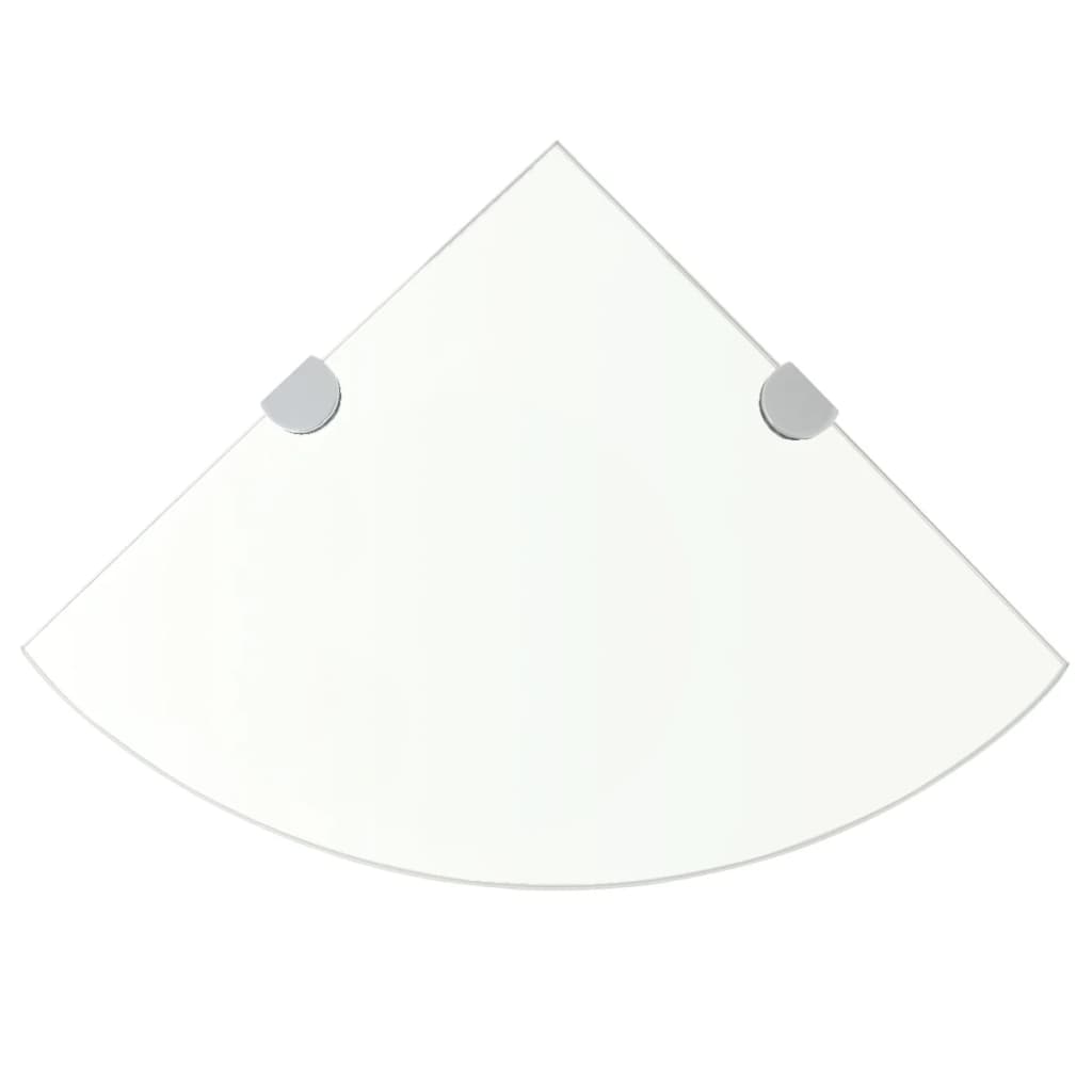 vidaXL Étagère d'angle en verre transparent avec supports chromés 25 x 25 cm