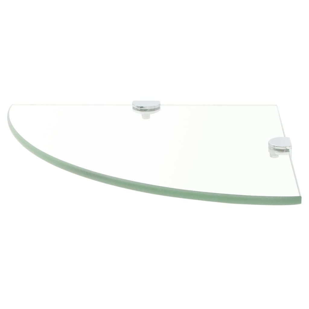 vidaXL Étagère d'angle en verre transparent avec supports chromés 25 x 25 cm
