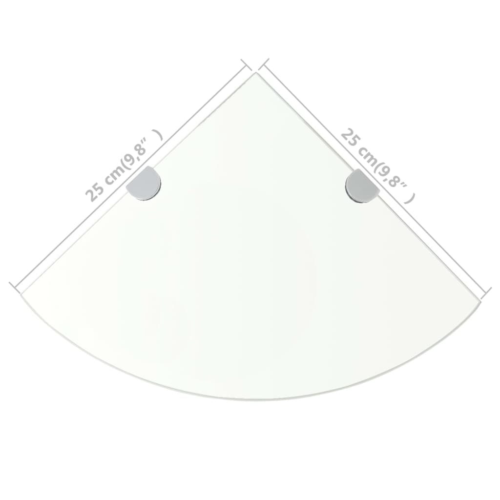 vidaXL Étagère d'angle en verre transparent avec supports chromés 25 x 25 cm