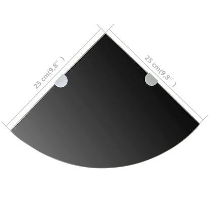 vidaXL Eckablage mit Verchromten Halterungen Glas Schwarz 25x25 cm