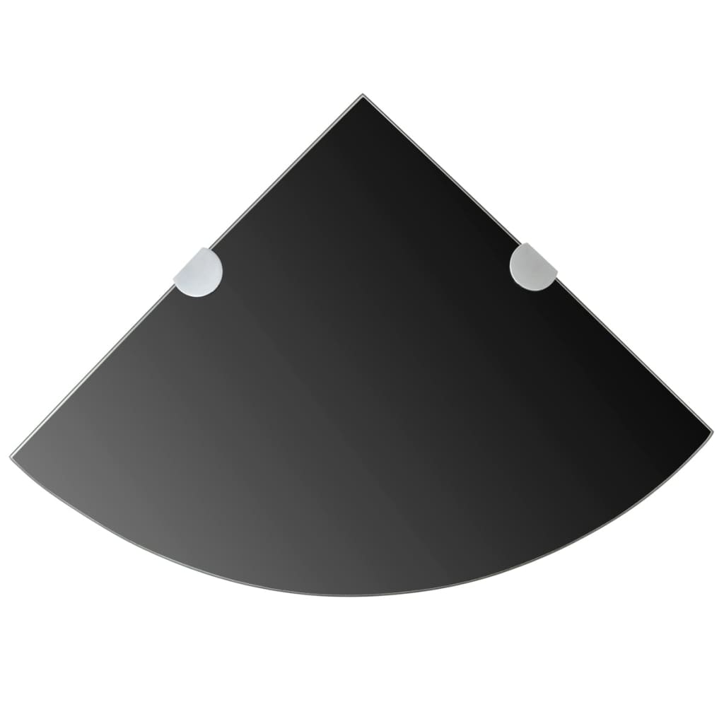 vidaXL Étagère d'angle avec supports chromés Verre Noir 35 x 35 cm