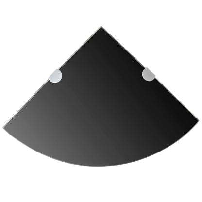 vidaXL Étagère d'angle avec supports chromés Verre Noir 35 x 35 cm