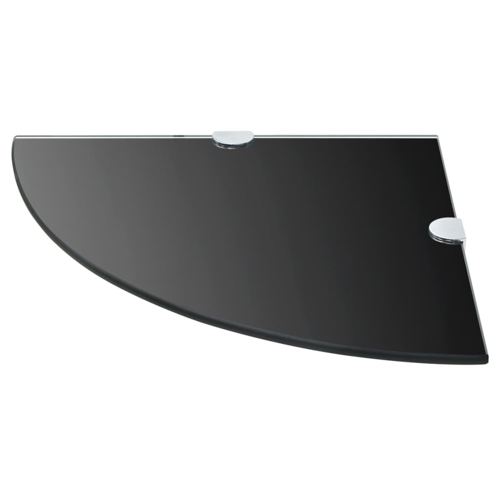 vidaXL Étagère d'angle avec supports chromés Verre Noir 35 x 35 cm