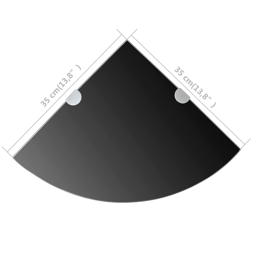 vidaXL Étagère d'angle avec supports chromés Verre Noir 35 x 35 cm