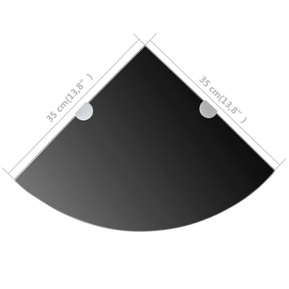 vidaXL Étagère d'angle avec supports chromés Verre Noir 35 x 35 cm