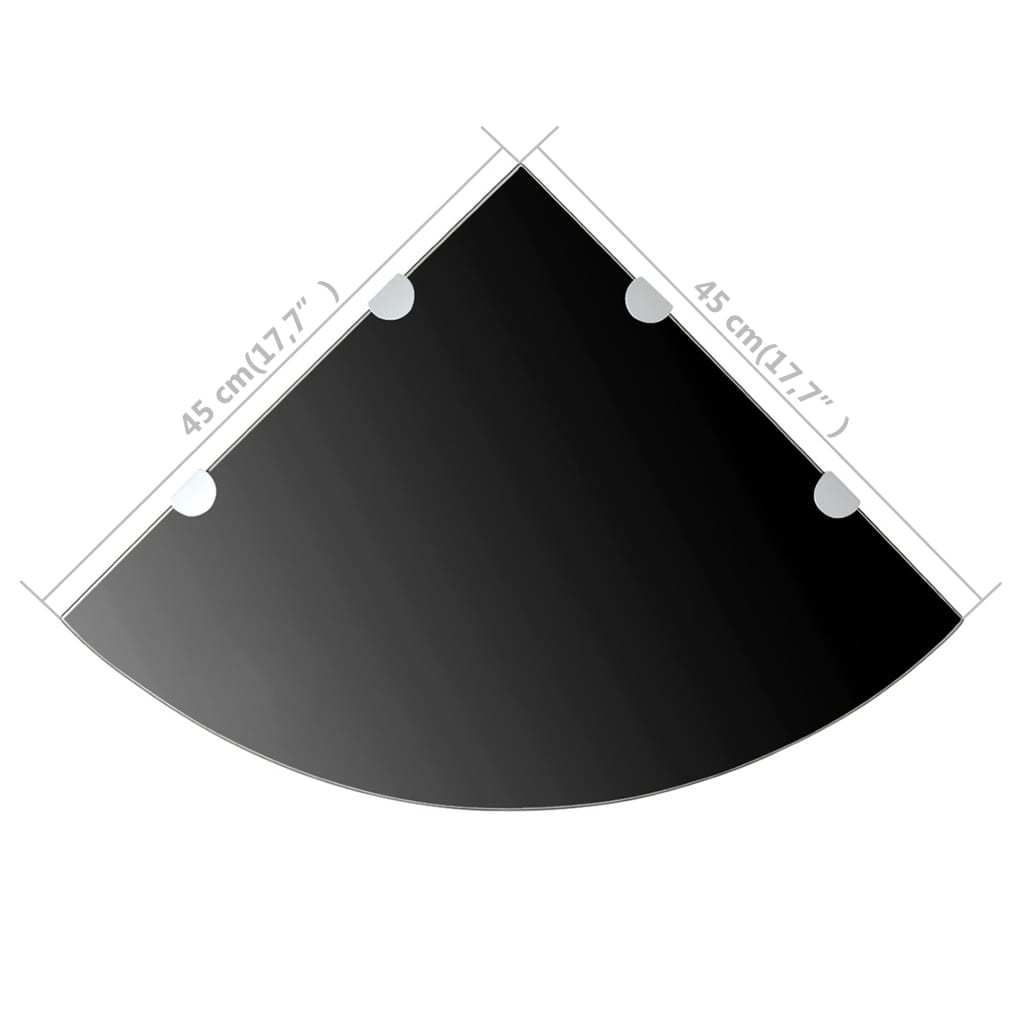 vidaXL Étagère d'angle en verre avec supports chromés Noir 45x45 cm
