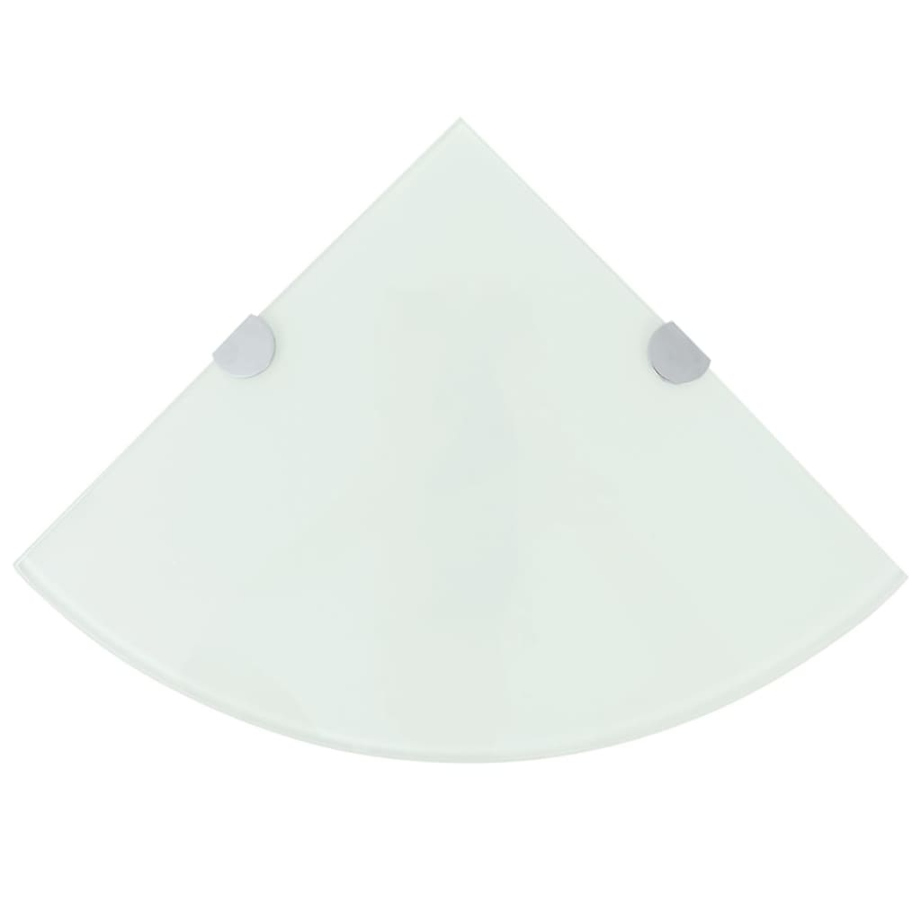 vidaXL Eckablage mit Verchromten Halterungen Glas Weiß 25x25 cm