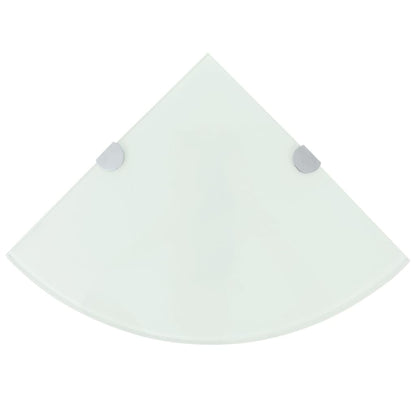 vidaXL Eckablage mit Verchromten Halterungen Glas Weiß 25x25 cm