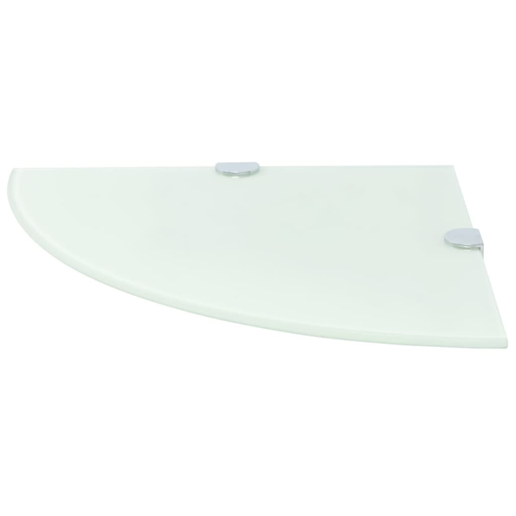 vidaXL Eckablage mit Verchromten Halterungen Glas Weiß 25x25 cm