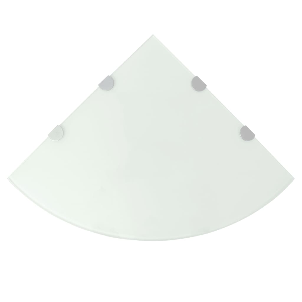 vidaXL Eckablage mit Verchromten Halterungen Glas Weiß 45x45 cm