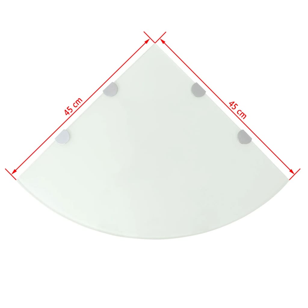 vidaXL Eckablage mit Verchromten Halterungen Glas Weiß 45x45 cm