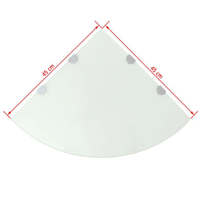 vidaXL Eckablage mit Verchromten Halterungen Glas Weiß 45x45 cm