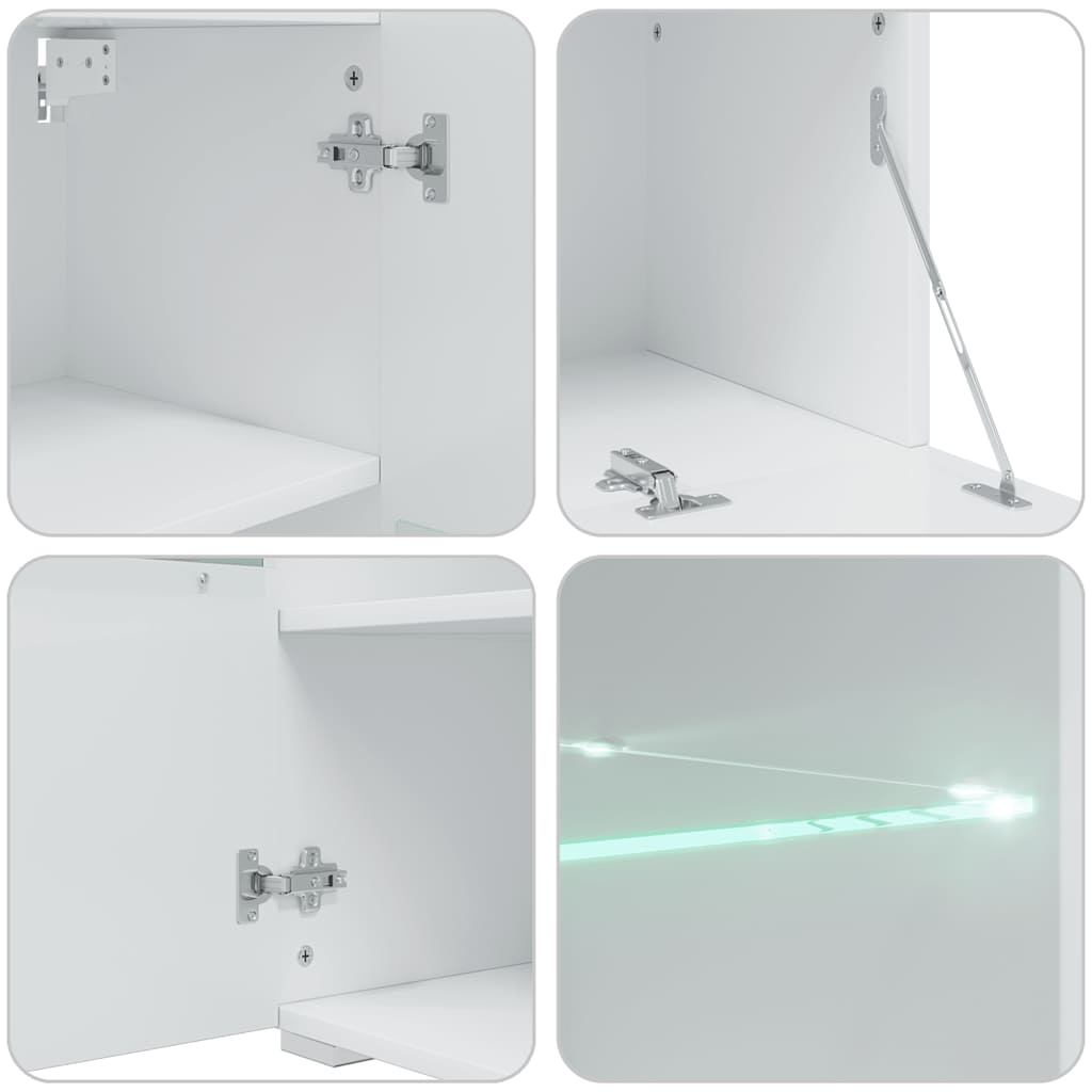 vidaXL Meuble TV mural en cinq pièces avec éclairage LED Blanc